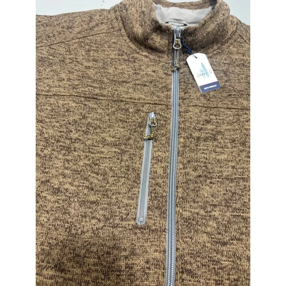 New johnnie-O Men's XL Sully 1/4 Zip Fleece Vest Brown Heather Performance GOLF